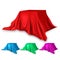 Stage Red Silk Set Vector. Fabric Cloth Waving Shape. For Presentation. Banner, Podium, Stand. Velvet Luxury Textile