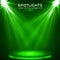 Stage spot lighting. magic light. green vector background