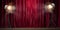 Stage or studio spotlight on red curtain background. Lighting equipment for Studio photography or videography