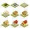 Stages of house construction isometric 3D set