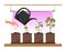 Stages of plant growth under the phytolamp. Growing garden plants with purple light. Plant care. Vector illustration
