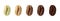Stages of roasting coffee beans on white background, collage. Banner design