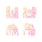 Stages of romantic relationship gradient linear vector icons set