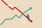 Stagflation, economic slow down or recession while inflation high up, GDP growth decrease causing by unemployment concept, fearful