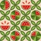 staggered pattern with watermelon geometric shapes