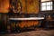 stained antique clawfoot bathtub with rustic vibe