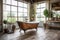 stained antique clawfoot bathtub with rustic vibe