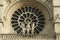 Stained facade window of Notre Dame in Paris