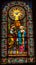 Stained Glass Angel Holy Spirit Mary Monastery Montserrat Catalonia Spain