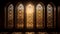 Stained glass arches illuminate ancient cathedral ornate Gothic architecture generated by AI