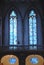 Stained glass blue inside a church in Mainz Germany