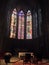 Stained glass church window, multi-colored