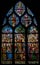 Stained glass depicting St Mary Magdalene\'s apostleship to Provence. Shot in Church of Saint Severin, Paris