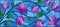 Stained glass illustration with abstract intertwined purple flowers and leaves on blue background