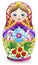 Stained glass illustration with  a bright Russian doll, toy isolated on a white background