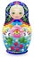 Stained glass illustration with a bright Russian doll, toy isolated on a white background