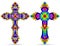 Stained glass illustration with Christian crosses isolated on a white background