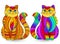 Stained glass illustration with rainbow cats , isolated images on white background