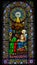 Stained Glass Magi Three Kings Baby Jesus Mary Montserrat Catalonia Spain