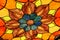 Stained glass orange flower