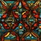 Stained glass pattern with architectural motifs and detailed foliage (tiled)