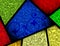 Stained glass patterned window sections detail