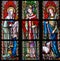 Stained Glass in Sablon Church - Saints Joanna, Eugene and Agnes