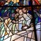 A stained glass window of the assassination attempt of St. John Paul II