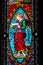 Stained glass window in Basilica de Montserrat near Barcelona in Spain