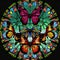 Stained glass window with butterflies. Generative AI