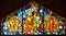 Stained glass window inside the chapel Saint Benedict Abbey,