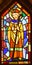 Stained glass window inside the chapel Saint Benedict Abbey,