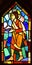 Stained glass window inside the chapel Saint Benedict Abbey,