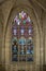 Stained glass window at  Saint-Eloi church,  French Heritage monument in Bordeaux, France