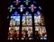 Stained glass window at Saint Etienne du Mont church. Paris, France.