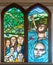Stained glass window of Saint Saviours church in Kuranda Village, Cairns Australia