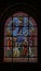 Stained glass window in San Bizente Eliza church in San Sebastian, Spain