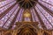 Stained glass windows inside the Sainte Chapelle a royal Medieval chapel in Paris, France