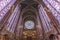 Stained glass windows inside the Sainte Chapelle a royal Medieval chapel in Paris, France