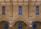 Stained glass windows and lighting inside Christ the King Catholic Church in Dallas, Texas.