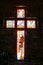 Stained glass windows in the underground church, Coober Pedy