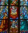 Stained glasses of the cathedral, Josselin, France