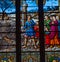 Stained glasses of the cathedral, Josselin, France