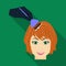 Staining of female hair in a hairdresser. Hair dyeing single icon in flat style vector symbol stock illustration web.