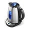 Stainless electric kettle on white.