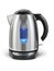 Stainless electric kettle on white.