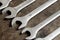 Stainless open wrenches close up