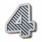 Stainless steel and black stripes font Number 4 FOUR 3D
