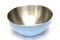 A stainless steel bowl with blue melamine outer side face