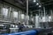 Stainless steel brewing equipment : large reservoirs or tanks and pipes in modern beer factory. Brewery production